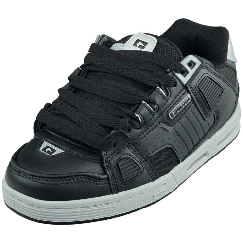(10) Globe Sabre Mens Skate Trainers in Black Silver