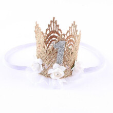 (white) 1 Year Old Baby Princess Crown Headband