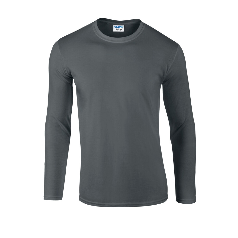 Gildan (S, Charcoal) Unisex Adult Softstyle Plain Long-Sleeved T-Shirt