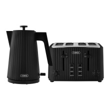 Tower EcoForm 1.7L Rapid Boil Kettle with 360 Swivel Base & 4-Slice Toaster Set with 6 Browning Levels, Black, T10105BLK & T20103BLK, EEJB418