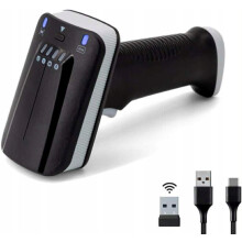 Bezprzewodowy ręczny skaner kodów kreskowych QR 2D Bluetooth czarny