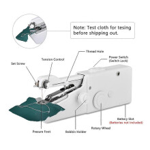 (White) Portable Mini Handheld Sewing Machine Cordless Clothes Quick Stitch Tool