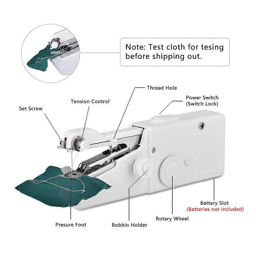 (White) Portable Mini Handheld Sewing Machine Cordless Clothes Quick Stitch Tool