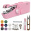 (Pink) Portable Mini Handheld Sewing Machine Cordless Clothes Quick Stitch Tool 1