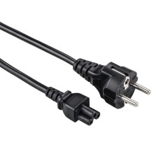 Netzkabel Schutzkontakt-Stecker auf 3pol-Kupplung (Kleeblatt) 0,75m