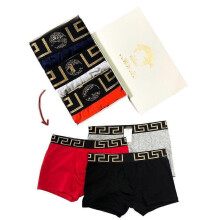 (XL) 3-Piece Set Medusa Fashion Premium Men's Boxer Briefs Gift for Men, Red/Black/Grey
