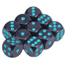 Pack of 10 Assorted Color 16mm Acrylic Dices Cubes with Number Dots Kids Use Sky blue