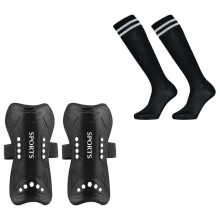 Kids Youth Soccer Shin Pads and Soccer Socks for Boys & Girls for Football Game Black S