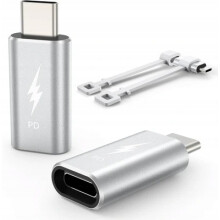 Przejściówka adapter Lightning USB - C srebrna (2 sztuki)