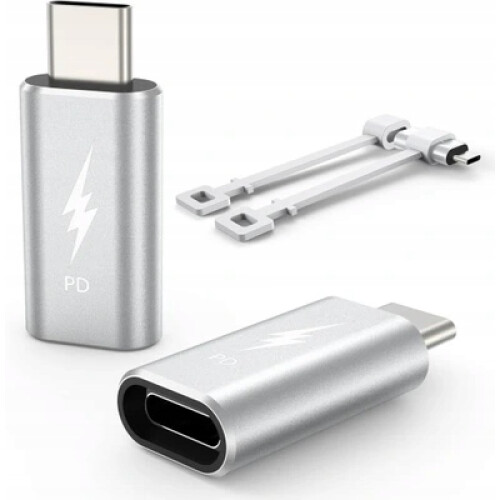 Przejściówka adapter Lightning USB - C srebrna (2 sztuki)