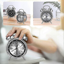 Extra Loud Alarm Clock for Deep Sleepers, 4" Quiet Non-Ticking Quartz Display with Backlight, Dual Bell Design (Blue)