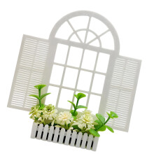 Mini Window Frame Model Figurine for Doll House Wall Decoration Scene Setting White..
