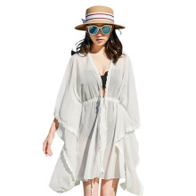 Women Sexy Open Front Swimsuit Coverup Cardigans Beach Kimonos White