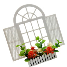 Doll House Living Room Decoration Window Planter Model Figure for Scene Display Orange