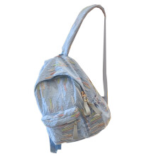 Trendy Korean Fashion Nylon Backpack Colorful Book Bag for Travel and School Use Blue