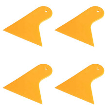 4X Plastic Yellow Auto Car Window Sticker Film Scraper Squeegee Cleaning Tool 10.5X9.5cm