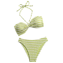 Bandeau Tie Bikini Bathing Suit  for Women with Pool Hours and Sunny Wear Green S