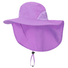 Wide Brims Boonie Hat with Neck Rope Sun Protections Hat Wide Brims Mesh Caps Purple