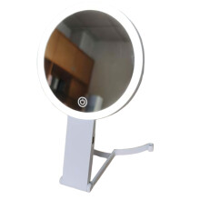 Lighted double-sided makeup mirror with foldable stand for tabletop use White 1