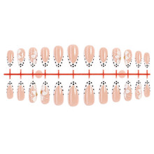 24 Piece Press On Nail Set With Soft Pink Design and Flower Art False Nail