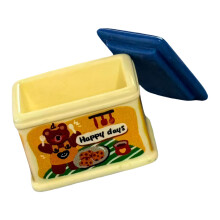 Miniature Cookie Tin Dollhouses for Mini Kitchen Resin Bear Print Display Prop