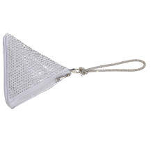 Glitter Rhinestone Evening Bag for Women Triangle Cocktail Pouch Hot diamond silver