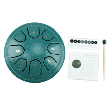 Slit Drums Steel Tongue Drum, 4.5Inch 8 Tone C Keys Handpan Drum with Malachite green
