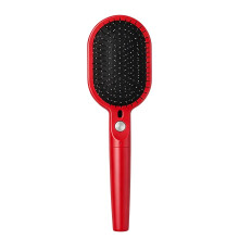 Rounded Metal Pin Hair Brush for Daily Brushing and Scalp Grooming Red