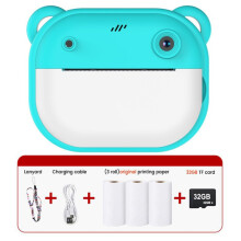 Fun Children Camera 1080P Digital Camera with Double-Lens for Children Green Add 32g card