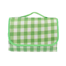 Waterproof Beach Blanket Moisture Sand-Resistant Pocket Little green grid 100150cm