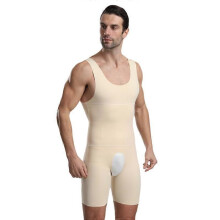 (3XL, Skin) Body Sculpting Men's Underwear Shapewear Jumpsuit Corsets Shapewear Bodysuit For Men