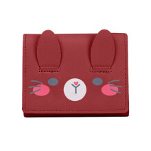 Cute Cartoon Student Coin Purse Change Short Wallet Card Holder for Women Girls Claret