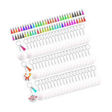 Blank Keychain 60Pack Acrylic Car Keyring Crafting Set with Colorful Tassels