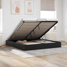 vidaXL Ottoman Bed Frame Black King Size Faux Leather