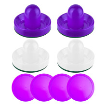 Air Hockey Pucks Game Tables Great Goal Handle Paddle Replacement Toy Set White Purple