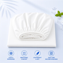 (Pearl White, 137cm*190cm) Drap-housse rafraîchissant d'été, doux pour la peau/respirant, protège-matelas élastique