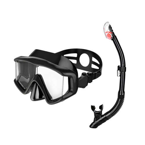 Three-Section Water Mask with Side Sections for Adult Pool Practice Black