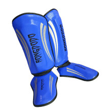 Martial Art Shin Guards Leg Guards with Foot Protector Pad Adult Sparring Gear Blue M