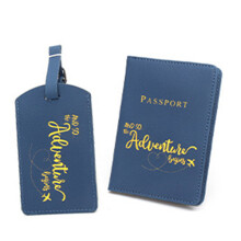 Reliable PU Leather Passport Cover and Suitcase Baggage Label Travel Essentials Blue