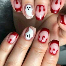 Halloween Manicure Press On Set With Adhesive Tabs and Tools False Nail