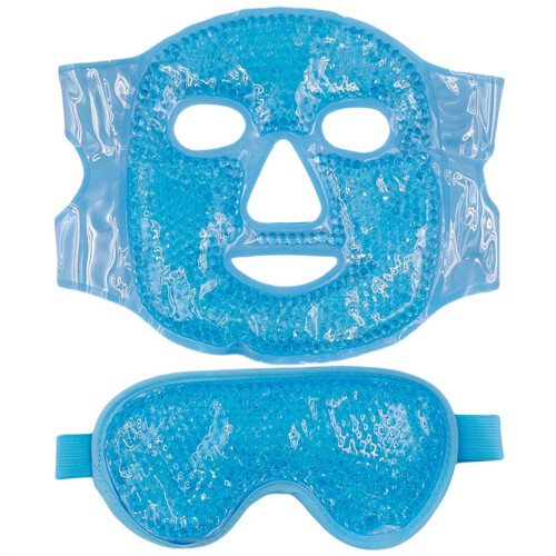 Reusable Full Face Mask Set with Eye Cover for Cooling Breaks Cold Pack Blue