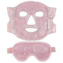 Bead Filled Face Mask Cover Set with Eye Cover for Warm or Cold Use Cover Pink