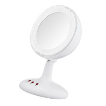 Round Makeup Mirror with LED Light Frame for Counter Grooming White