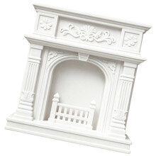 Miniature Victorian Fireplaces Figurine for 1/12 Doll House Living Room Styling White