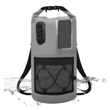 Waterproof Storage Backpack with Roll Top Closure for Hiking Use Gray Color