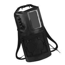 PVC Waterproof Dry Bag Backpack with Front Outer Pocket for Beach Days Black Color