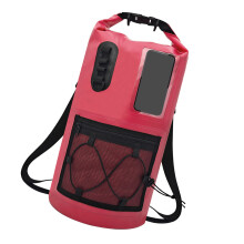 Dry Bag Backpack with Shoulder Carry for Beach Days and Hiking Rose Red