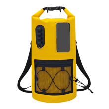 PVC Waterproof Dry Bag Backpack with Front Outer Pocket for Beach Days Yellow Color