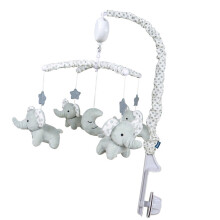 Musical Movement Baby Musical Crib Mobile Toy with Frame Arm Bracket gray elephant