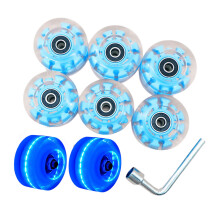 8Pcs Double Row Roller Skate Wheel Replacement Light Up Quads Roller Skate Wheel Blue